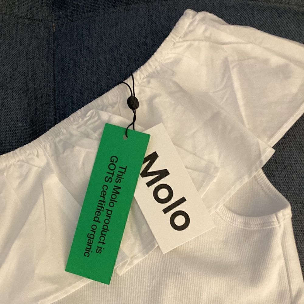 Molo NWT Choley Girls White One Shoulder Ruffled Dress. Organic Cotton. Size 14. - Picture 8 of 11